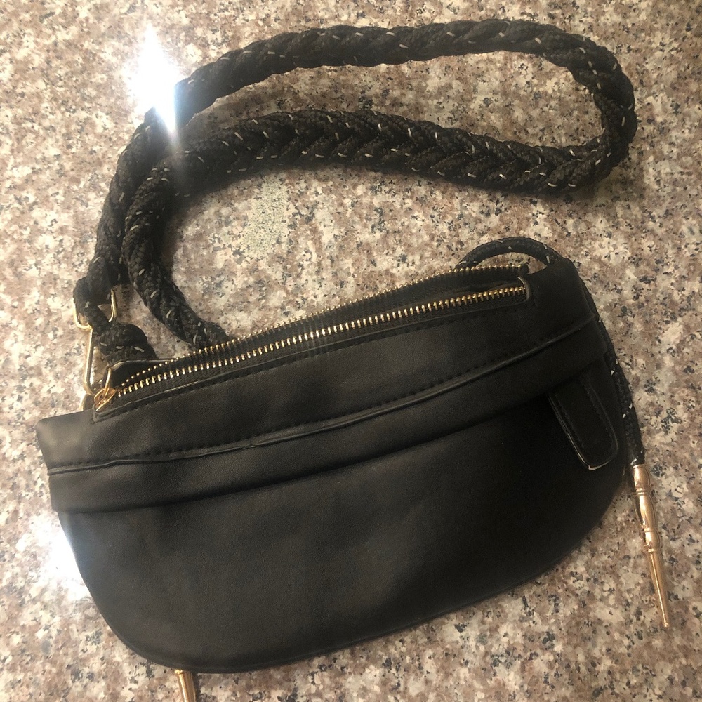 Black Braided Strap Crossbody